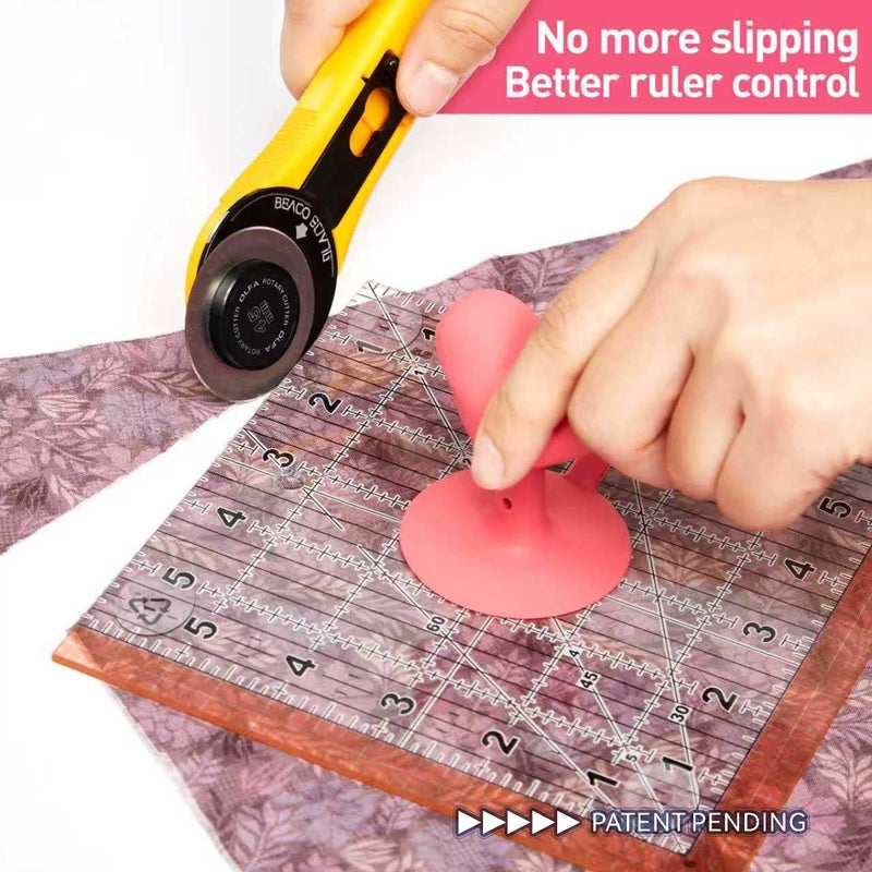Monipair 2-Pack Bird-Shaped Ruler Grippers + 24pcs Non-Slip Silicone Grip Dots | Ideal Quilting Ruler Upgrade Kit | Suction Cup Fits Most Non-Slotted Rulers/Templates - Image 5
